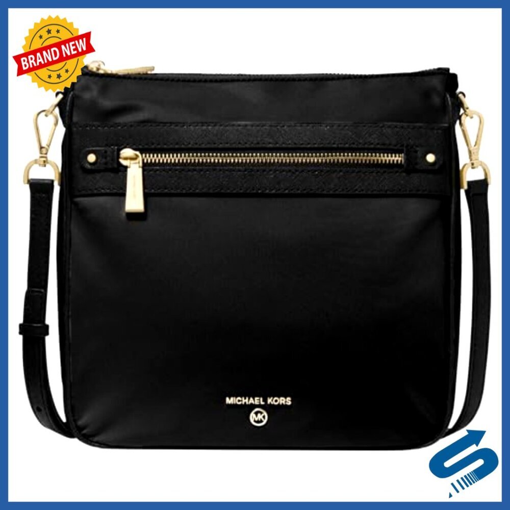 Large Crossbody Bag Nylon Leather Trim Adjustable Strap Classic Chic Minimal - Picture 5 of 7